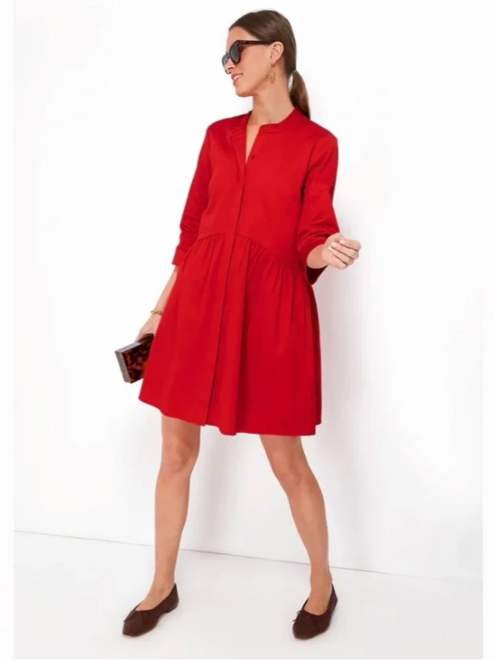 Tuckernuck Fiery Red Royal Shirt Dress Button-Up Size S